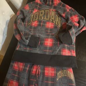 Jordan Red and Black Plaid Tracksuit